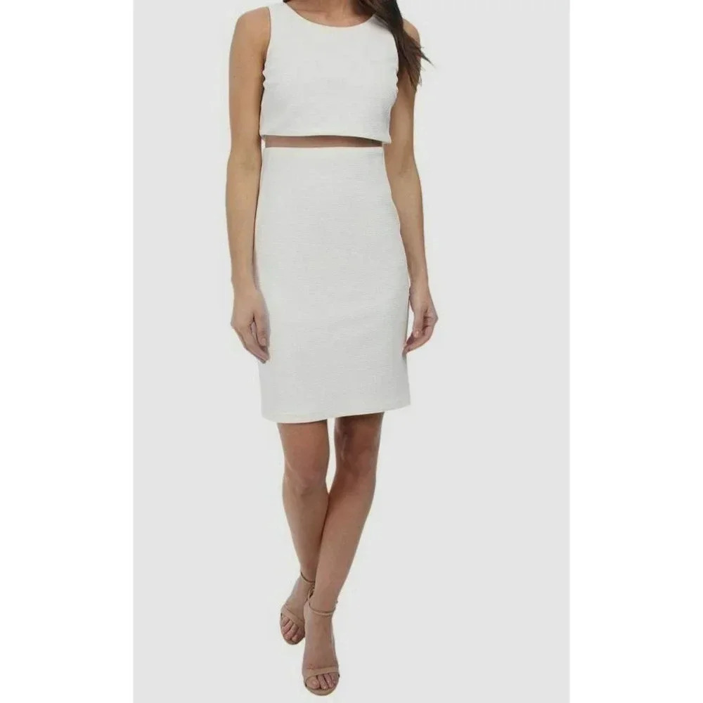 Jessica Simpson Pop Over Dress w/ Mesh Illusion, Women's Size 14, Ivory NEW